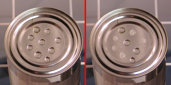 Experiment with water drops placed on a tin can set in a freezer.