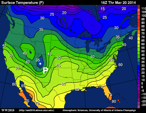surface temperature map