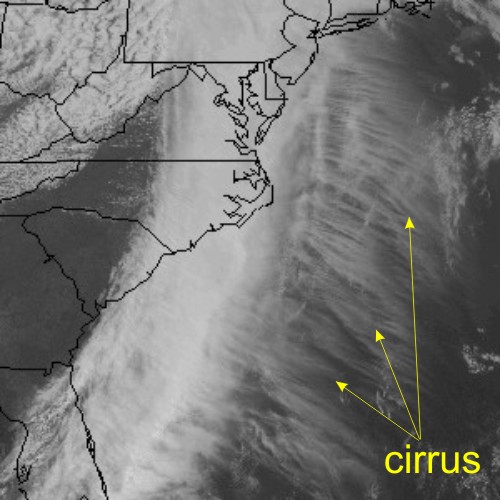 A visible satellite image highlighting how cirrus can appear.